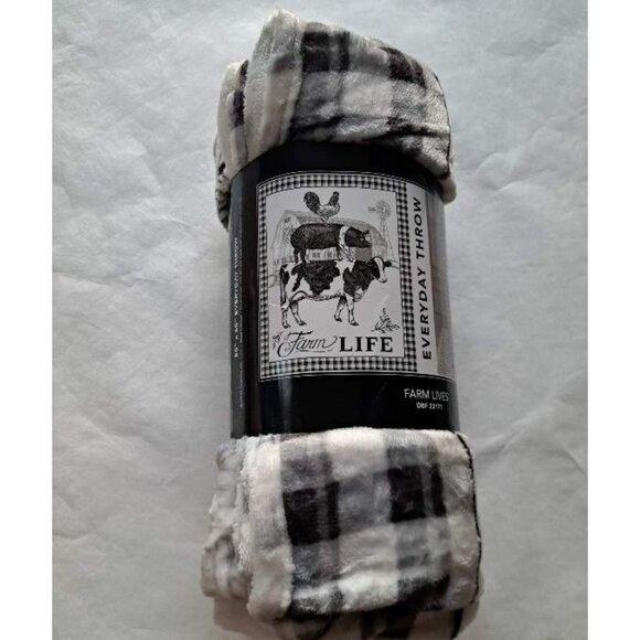 New Farm Life Cow Pig Chicken Plush Throw Blanket Gift Animals Rooster Barn SOFT - Picture 3 of 3